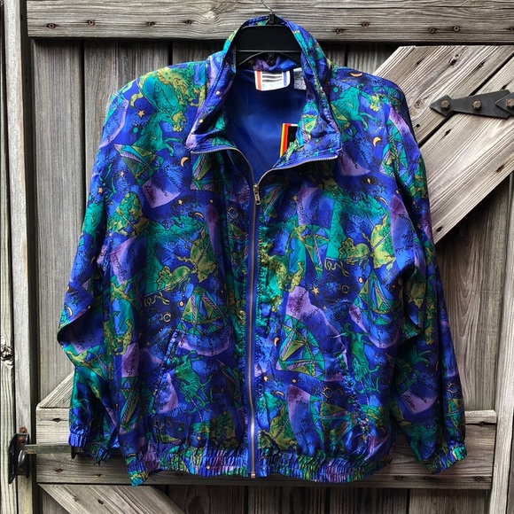 EVR Jackets & Blazers - EVR Silk Jacket Bright Blues And Purples L